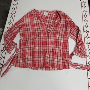St. John's Bay Red and Tan Plaid Shirt